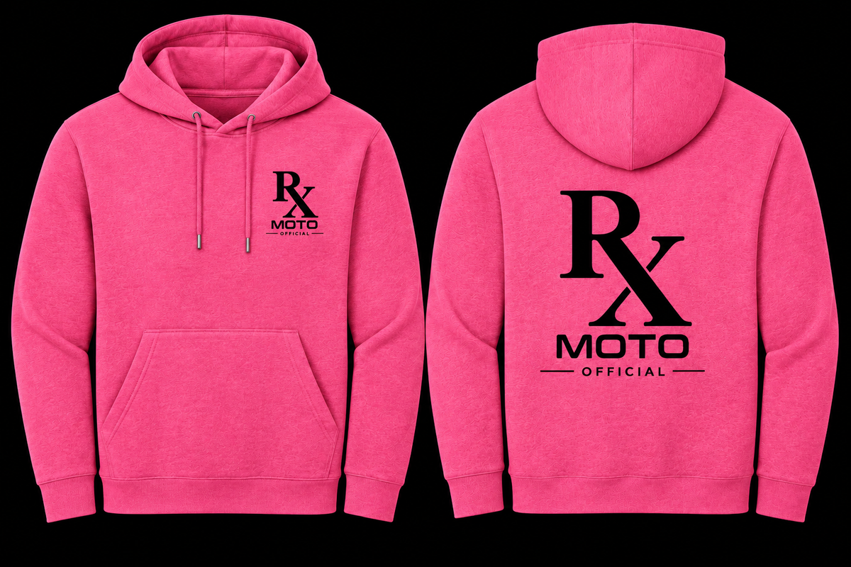 RX Moto Official Breast Cancer Awareness Month 🩷🖤 Men’s Pink District Hoodie