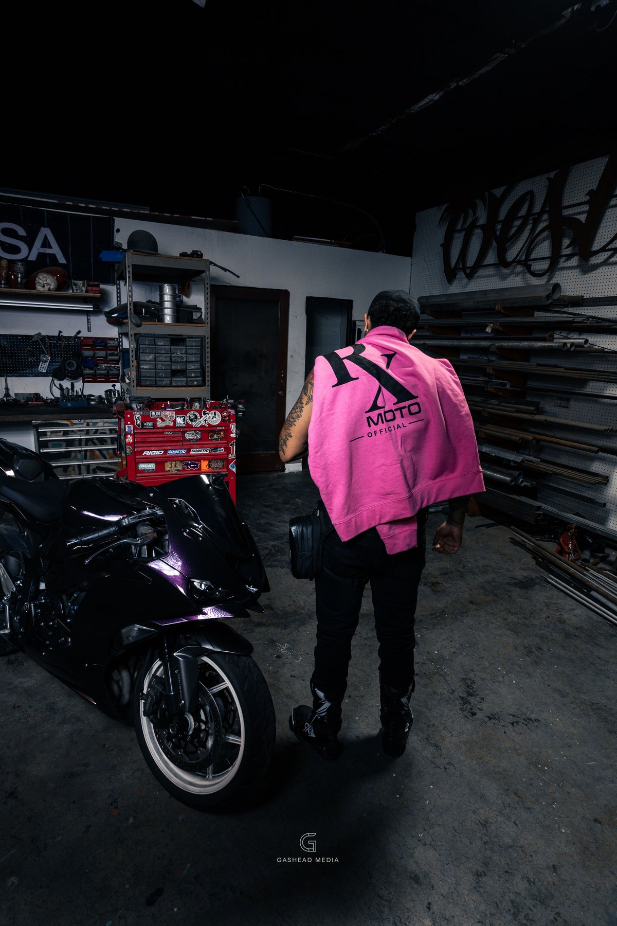 RX Moto Official Breast Cancer Awareness Month 🩷🖤 Men’s Pink District Hoodie